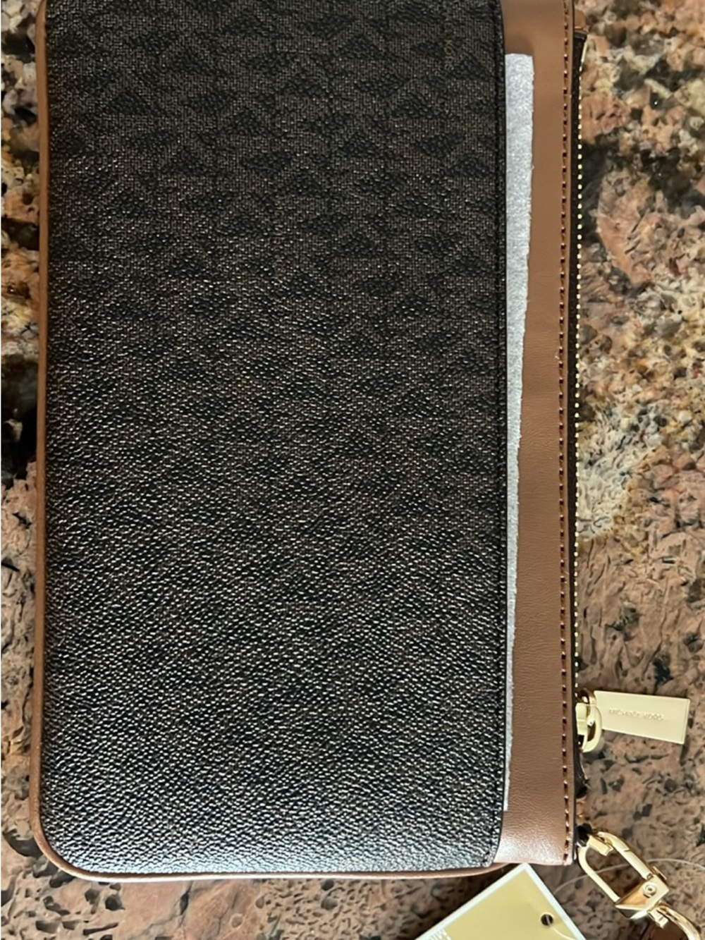 Michael Kors brown Leather Zip Wristlet with Gold Hardware - Picture 2 of 3